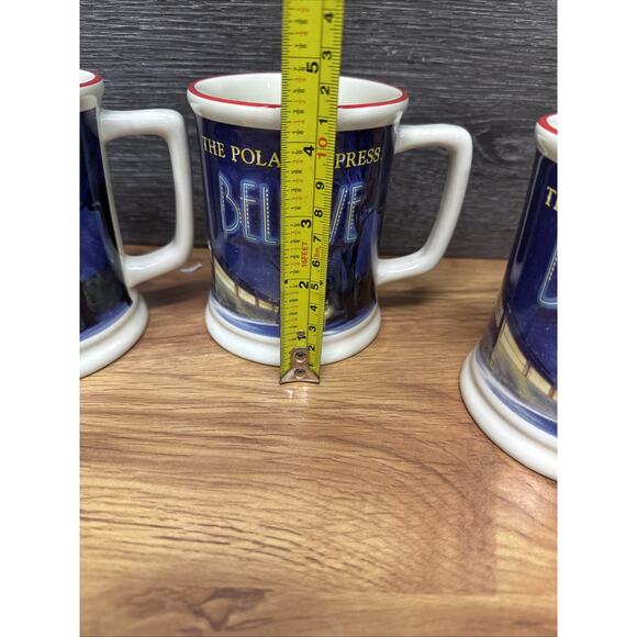 Polar Express BELIEVE 3D Raised Ceramic Hot Chocolate/Coffee Mug ~Set of 4 - Picture 6 of 10